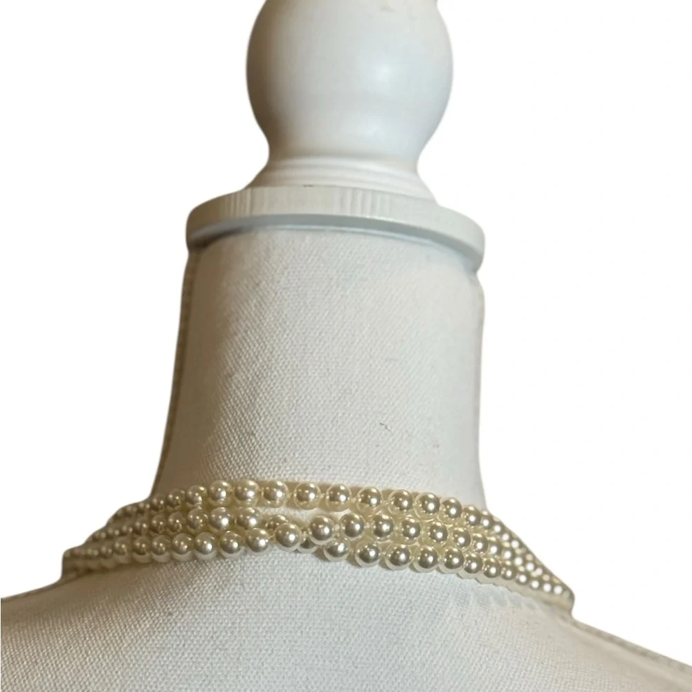 Vintage Extra Long Faux Pearl Necklace 105 Inch Multi-Wrap Statement Strand